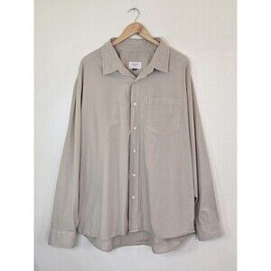 American Eagle Oxford Button Up Shirt Mens XXL Beige Cotton Long Sleeve